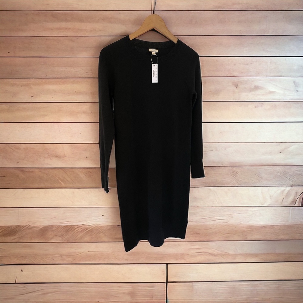 J. Crew 100% cashmere black dress NWT XS